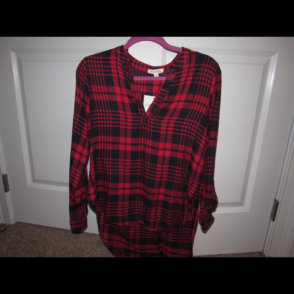 Flannel long sleeve blouse